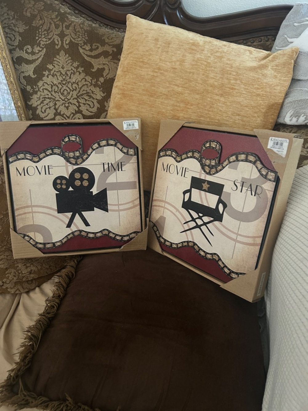 Kirkland Signature Burgundy & Beige Movie-Themed Wall Art Pair